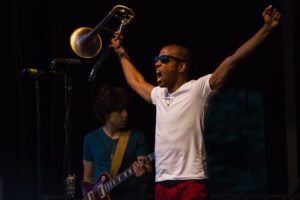 Trombone Shorty, on the last night of the 2013 Xerox Rochester International Jazz Festival (XRIJF). A great show! (Steve Sickels)