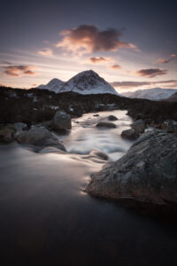 Sunset behind Buachaille Etive Mòr, near Glencoe, Scotland (Steve Sickels)