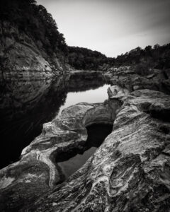Pothole A 13-second exposure of pothole in the rocks along the shores of the Potomac River, Maryland. About a mile downstream from Great Falls. (Steve Sickels)